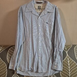 ❤️‍🔥Vtg. Timberland Men's Large 100% Cotton Blue/White Button Down Shirt
